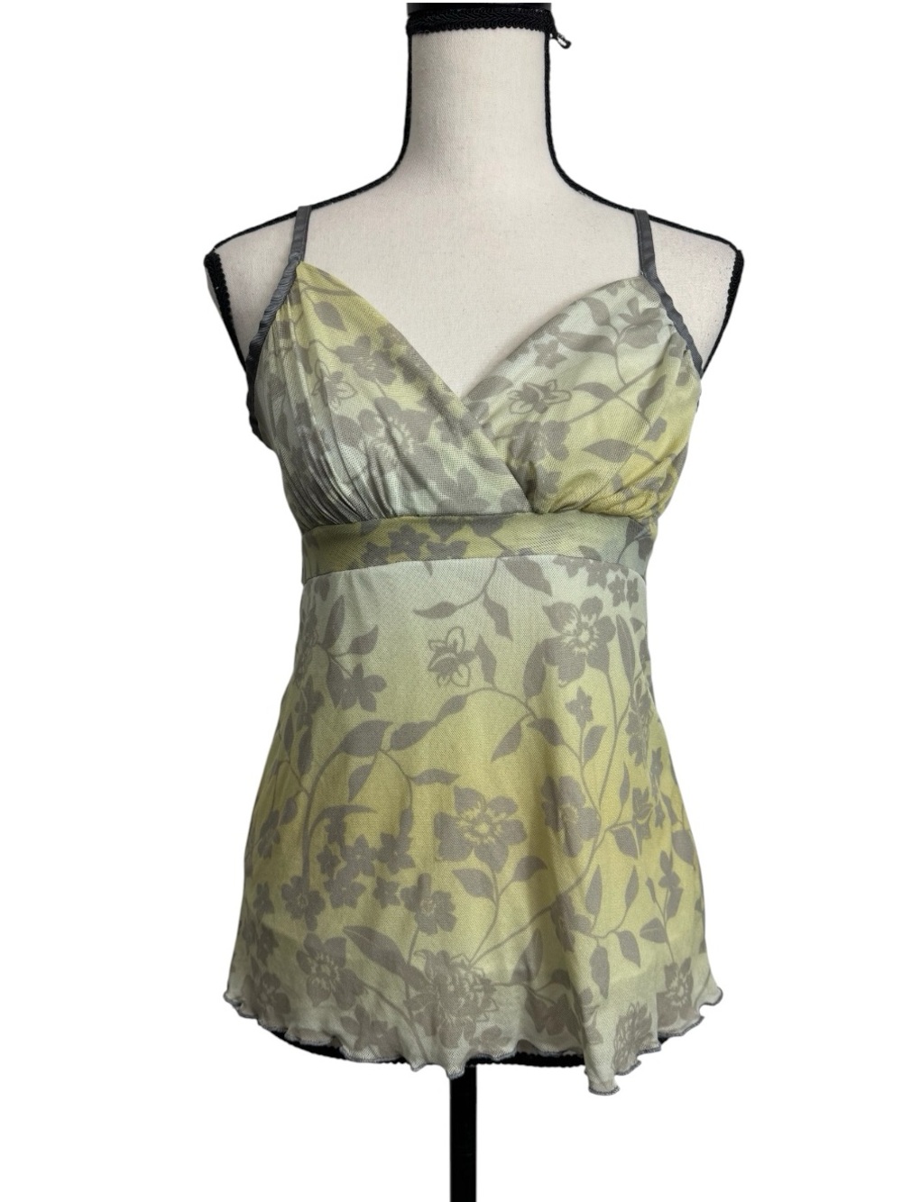 Colours Of The World Yellow Gray Floral Tank Tie Back Small